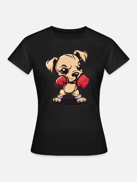 Boxerhund mit Power - Frauen T-Shirt - Schwarz