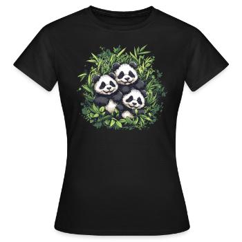Three pandas in bamboo - Women's T-Shirt - black - Front - AI Model Female 172 dark (172cm)