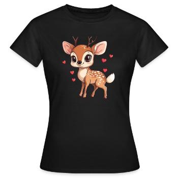 Fauve avec des cœurs - T-shirt Femme - noir - Devant - AI Model Female 172 dark (172cm)
