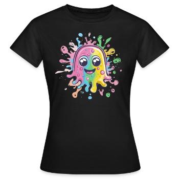 Colorful splash of color with face - Women's T-Shirt - black - Front - AI Model Female 172 dark (172cm)