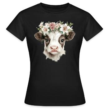 Calf with flowers - Women's T-Shirt - black - Front - AI Model Female 172 dark (172cm)