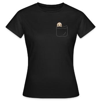 Paresseux dans les poches - T-shirt Femme - noir - Devant - AI Model Female 172 dark (172cm)