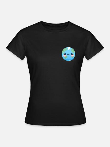 Kawaii cute planet Earth - Women's T-Shirt - black