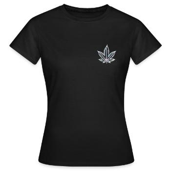Feuille de cannabis Ganja - T-shirt Femme - noir - Devant - AI Model Female 172 dark (172cm)