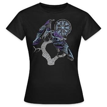 Odins Raben Shirt Wikinger keltischen Huginn Muninn - Frauen T-Shirt - Schwarz - Vorne - AI Model Female 172 dark (172cm)