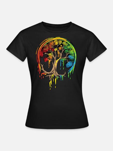 Colorful Tree Life is really good Tree Art Shirt - Women's T-Shirt - black