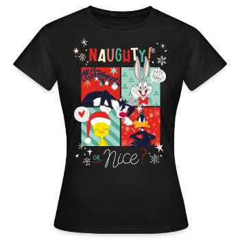 Looney Tunes Böse Oder Lieb Weihnachten - Frauen T-Shirt - Schwarz - Vorne - AI Model Female 172 dark (172cm)