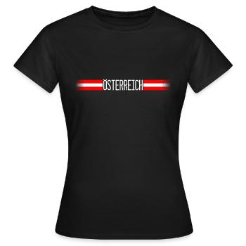 Autriche Drapeau / bannière 004 dessins ronds - T-shirt Femme - noir - Devant - AI Model Female 172 dark (172cm)