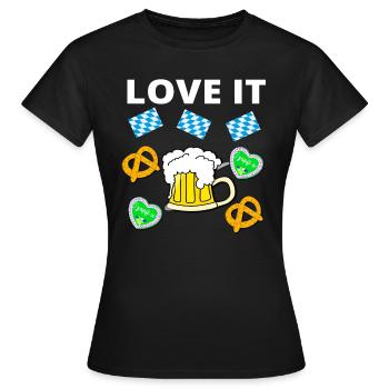 Dirndl Lustiger Spruch T-Shirt Lederhose Bussi - Frauen T-Shirt - Schwarz - Vorne - AI Model Female 172 dark (172cm)