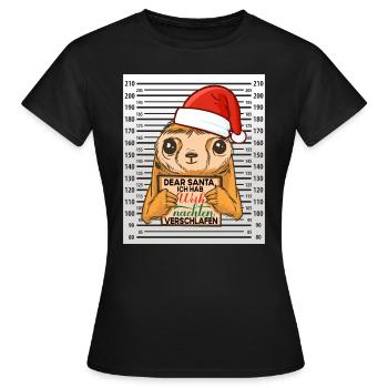 dear santa faultier verschlafen weihnachten - Frauen T-Shirt - Schwarz - Vorne - AI Model Female 172 dark (172cm)