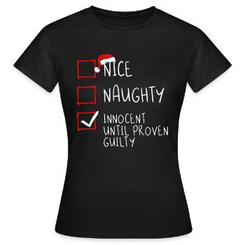 Nice Naughty Innocent jusqu’à preuve du contraire Noël - T-shirt Femme - noir - Devant - AI Model Female 172 dark (172cm)