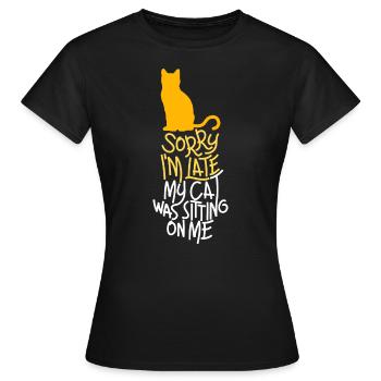 Désolé d’être en retard Mon chat était assis sur moidésolé im la - T-shirt Femme - noir - Devant - AI Model Female 172 dark (172cm)