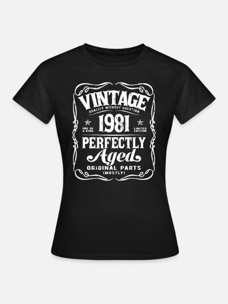 Vintage Urodzony w 1981 r. Klasyczne Urodziny niesamowite od tego czasu - Dame-T-shirt - sort