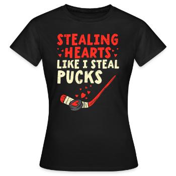 Stealing Heart Like I Steal Pucks Valentines Day H - Women's T-Shirt - black - Front - AI Model Female 172 dark (172cm)