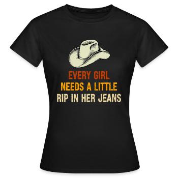 Chaque fille a besoin d’une petite déchirure dans son jean vintage - T-shirt Femme - noir - Devant - AI Model Female 172 dark (172cm)