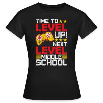 Zeit, um den Abschluss von Mittelschul-Videospielern zu verbessern - Frauen T-Shirt - Schwarz - Vorne - AI Model Female 172 dark (172cm)
