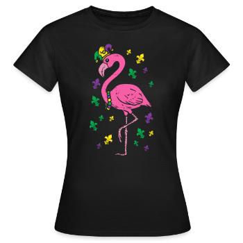 Jester Pink Flamingo Bird Animal Cute Mardi Gras C - Women's T-Shirt - black - Front - AI Model Female 172 dark (172cm)