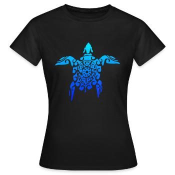 Hawaiian Tribal Sea Turtle Polynesian Tattoo Style - Women's T-Shirt - black - Front - AI Model Female 172 dark (172cm)