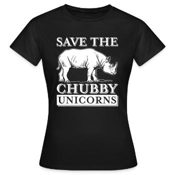 Save The Chubby Unicorns Rhino - Women's T-Shirt - black - Front - AI Model Female 172 dark (172cm)