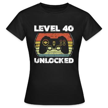 Level 40 Freigeschalteter lustiger Videospieler 40. Geburtstag - Frauen T-Shirt - Schwarz - Vorne - AI Model Female 172 dark (172cm)