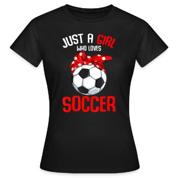 Nur ein Mädchen, das Fußballmädchen liebt Jugend - Frauen T-Shirt - Schwarz - Vorne - AI Model Female 172 dark (172cm)