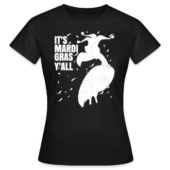 Lustiger Retro Flamingo Mardi Gras Sein Mardi Gras Yal - Frauen T-Shirt - Schwarz - Vorne - AI Model Female 172 dark (172cm)