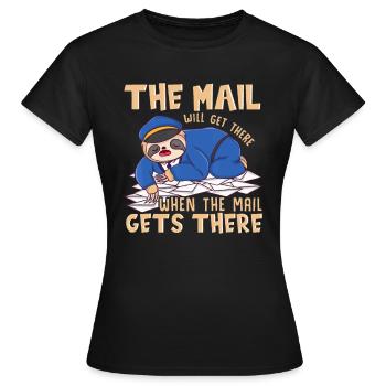 Sloth Mail gets there - funny postal worker mail c - Women's T-Shirt - black - Front - AI Model Female 172 dark (172cm)
