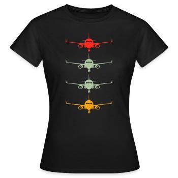 Aviation Airplane Flying Airline Funny Vintage Pil - Women's T-Shirt - black - Front - AI Model Female 172 dark (172cm)