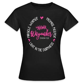 Waymaker Miracle Worker Promise Keeper Ésaïe 42:1 - T-shirt Femme - noir - Devant - AI Model Female 172 dark (172cm)