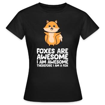 Les renards sont géniaux. Je suis génial donc je suis un F - T-shirt Femme - noir - Devant - AI Model Female 172 dark (172cm)