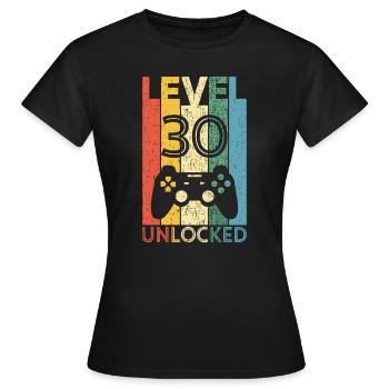 Level 30 Freigeschalteter lustiger Videospieler 30. Geburtstag - Frauen T-Shirt - Schwarz - Vorne - AI Model Female 172 dark (172cm)