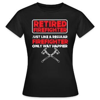 Un pompier à la retraite émerge d’un pompier - T-shirt Femme - noir - Devant - AI Model Female 172 dark (172cm)