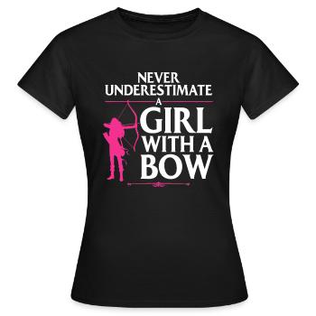 Lustiges Bogenschießen Design für Mädchen Frauen Bowhunter - Frauen T-Shirt - Schwarz - Vorne - AI Model Female 172 dark (172cm)