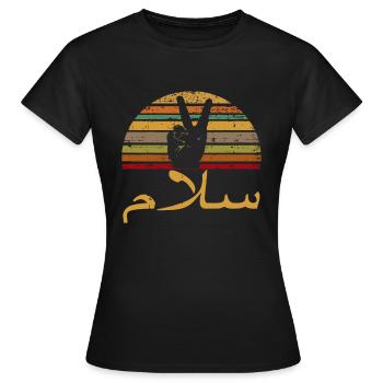 Salam Peace Arabe Rétro Calligraphieyemensaudi ara - T-shirt Femme - noir - Devant - AI Model Female 172 dark (172cm)