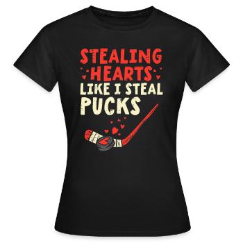 Stealing Heart Like I Steal Pucks Valentines Day H - Women's T-Shirt - black - Front - AI Model Female 172 dark (172cm)