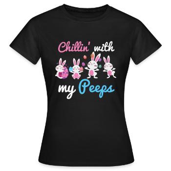 Chillin avec mes oeufs Peeps Amoureux Joyeux roucoulements de Pâques - T-shirt Femme - noir - Devant - AI Model Female 172 dark (172cm)