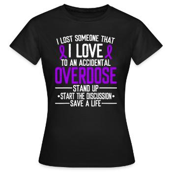 Sensibilisation aux surdoses Perdu quelqu’un que j’aime Purple Ribb - T-shirt Femme - noir - Devant - AI Model Female 172 dark (172cm)