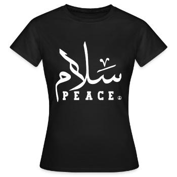 Salam Peace Calligraphie arabe, Ramadan, Muslim Ma - T-shirt Femme - noir - Devant - AI Model Female 172 dark (172cm)