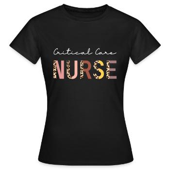 Infirmière en soins intensifs Infirmière en soins intensifs Infirmière en soins intensifs Nursi - T-shirt Femme - noir - Devant - AI Model Female 172 dark (172cm)