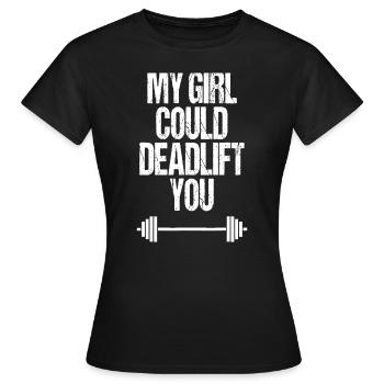 Lustiges Kreuzheben Gewichtheben Langhantel Fitness Outfi - Frauen T-Shirt - Schwarz - Vorne - AI Model Female 172 dark (172cm)
