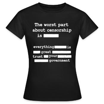 Libertaire Anti Censure Petit gouvernement -Le - T-shirt Femme - noir - Devant - AI Model Female 172 dark (172cm)