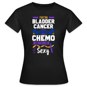 Combattre la chimio Cancer de la vessie Purple Blue et Yell - T-shirt Femme - noir - Devant - AI Model Female 172 dark (172cm)