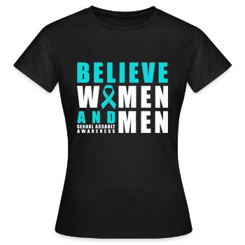 Ruban de sensibilisation aux agressions sexuelles Belive Women & Men - T-shirt Femme - noir - Devant - AI Model Female 172 dark (172cm)