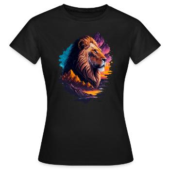 Illustration abstraite du lion - T-shirt Femme - noir - Devant - AI Model Female 172 dark (172cm)