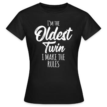 Zwillinge Passend, Geburtstag Geschwister Ältester Zwillinglustig - Frauen T-Shirt - Schwarz - Vorne - AI Model Female 172 dark (172cm)