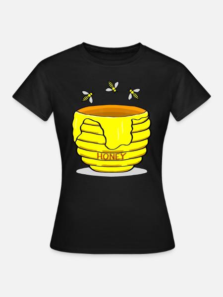 Honigtopf mit Honigbienen süßes Geschenk - Frauen T-Shirt - Schwarz