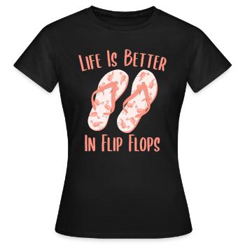 La vie est meilleure à Flip Flops Flamingo Beach Vacati - T-shirt Femme - noir - Devant - AI Model Female 172 dark (172cm)