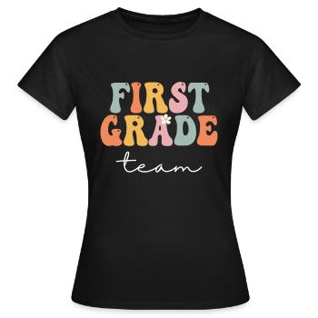 First Grade Team Retro Groovy Vintage First Day Of - Women's T-Shirt - black - Front - AI Model Female 172 dark (172cm)
