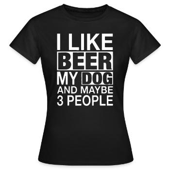 J’aime la bière Mon chien Peut-être 3 personnes Cadeaux - T-shirt Femme - noir - Devant - AI Model Female 172 dark (172cm)