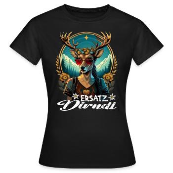Tracht & Trachten Hirsch Ersatz Dirndl - Frauen T-Shirt - Schwarz - Vorne - AI Model Female 172 dark (172cm)